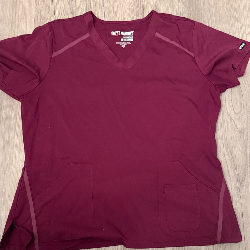 Burgundy V-Neck Scrub Top - Grey’s Anatomy